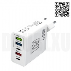 USB Charger 6.6A, PD20W&QC3.0 Fast Charging Multi Ports, 2 USB C 3 USB A Europe Plug